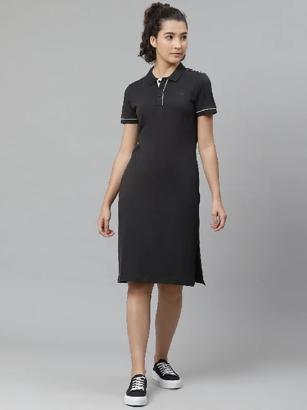 Alcis Women Black Solid Pure Cotton Sustainable T-shirt Dress Rayon Fabric Velvet Fabric Corduroy Fabric Alcis Women Black Solid Pure Cotton Sustainable T-shirt Dress Rayon Fabric Velvet Fabric Corduroy Fabric