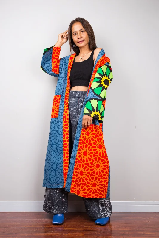 Ankara open cardigan Stretchy Elastic Breathable