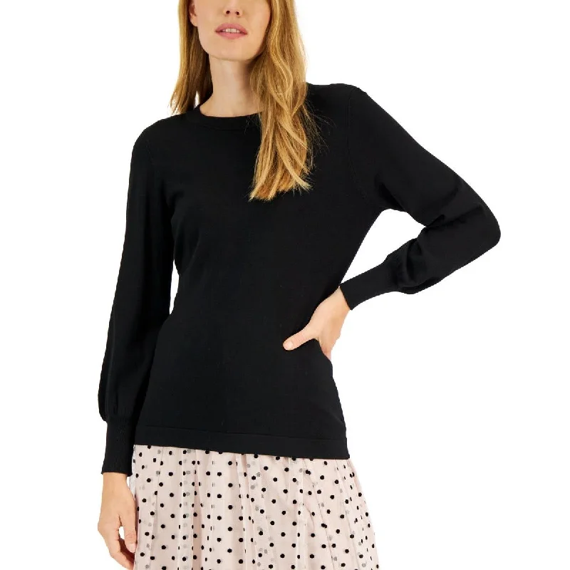 Anne Klein Womens Back Cut-Out Bishop Sleeves Pullover Top Short Sleeve Top