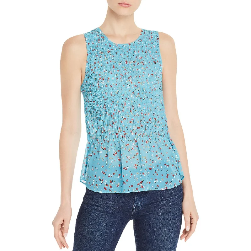 Aqua Womens Smocked Floral Tank Top strapless tank top