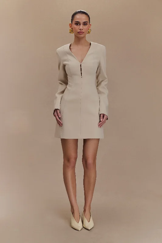 Arora Suiting Blazer Dress With Pleating - Sand Spring Women's Coat
