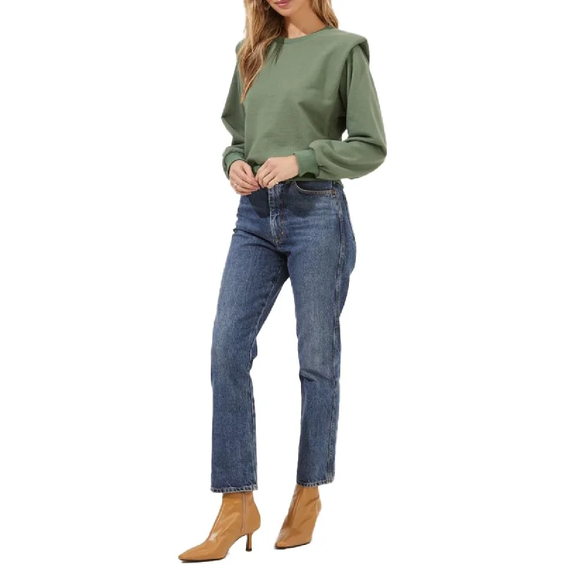 ASTR The Label Sparrow Women's Shoulder Pad Crewneck Sweatshirt Hoodie with Magnetic Closure Innovative Modern ASTR The Label Sparrow Women's Shoulder Pad Crewneck Sweatshirt Hoodie with Magnetic Closure Innovative Modern