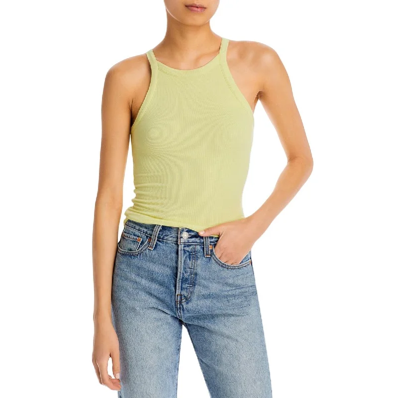 ATM Womens Ribbed High Neck Tank Top baby blue tank