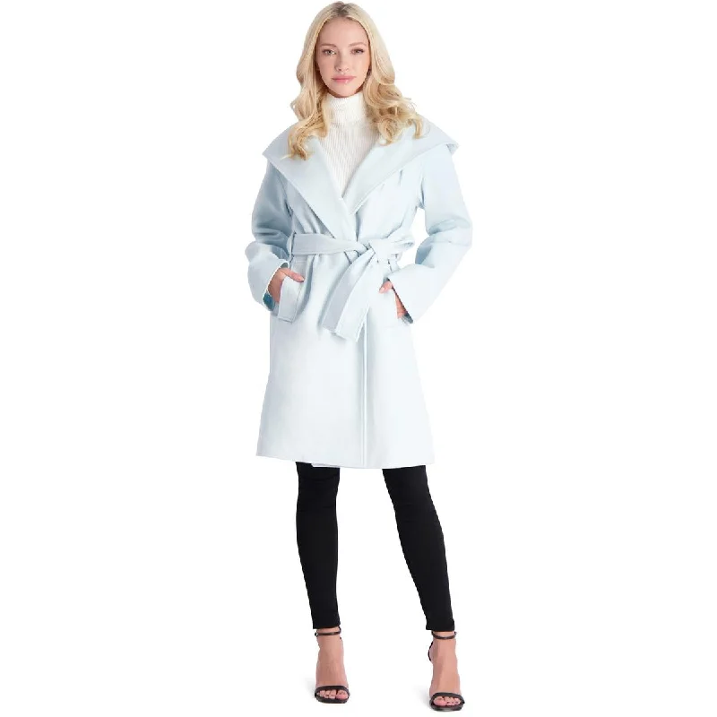 Avec Les Filles Women's Double Breasted Twill Hooded Robe Coat Oversized Teddy Coat