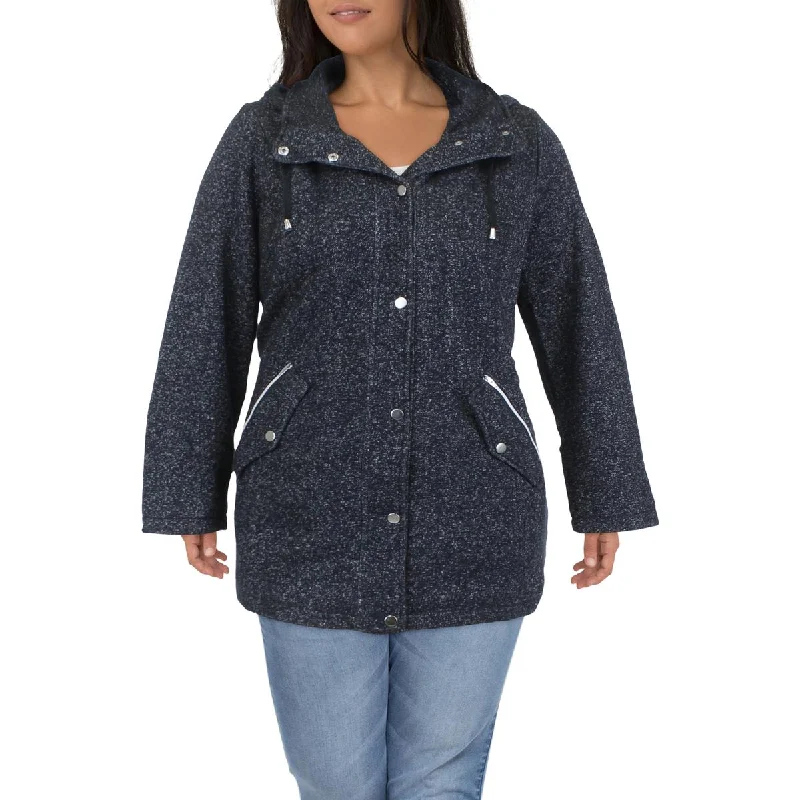 Avenue Womens Side Slit Hooded Walker Coat Soft Cashmere Wrap