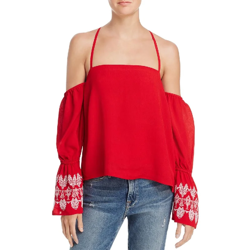 Banjara Womens Embroidered Off-the-Shoulders Pullover Top Open Front Cardigan