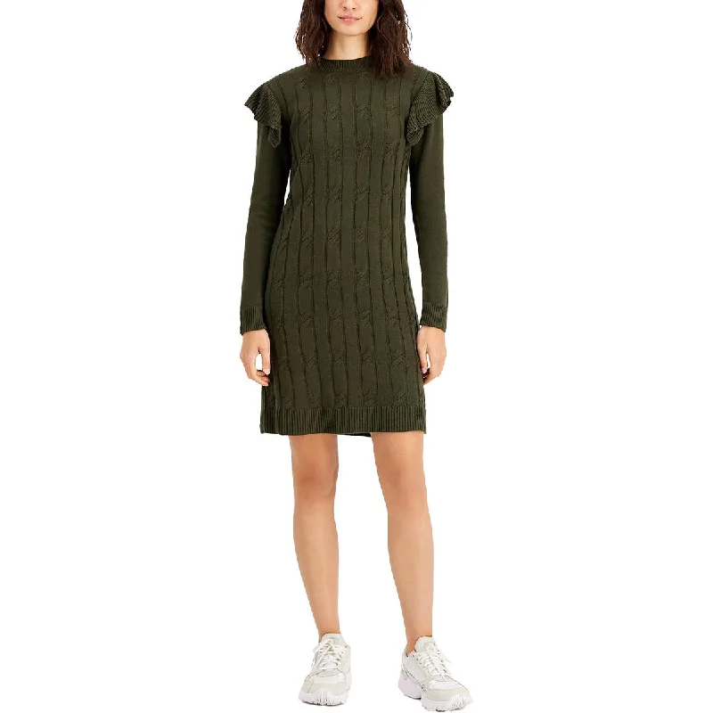 Bar III Womens Cable Knit Above Knee Sweatshirt Dress Hoodie with Logo Branding Identity Bar III Womens Cable Knit Above Knee Sweatshirt Dress Hoodie with Logo Branding Identity