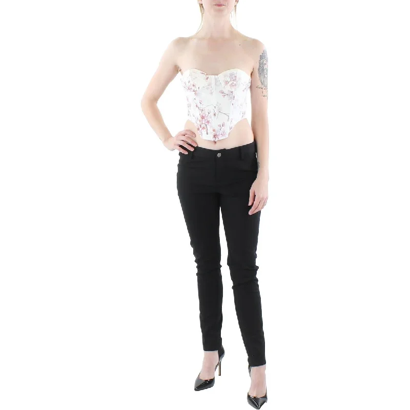 Bardot Womens Cropped Floral Tank Top turquoise tank top