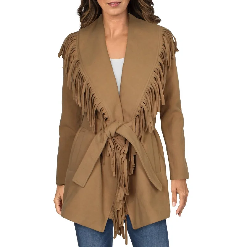 BB Dakota Womens Lightweight Cold Weather Wrap Coat Fuzzy Sherpa Pullover