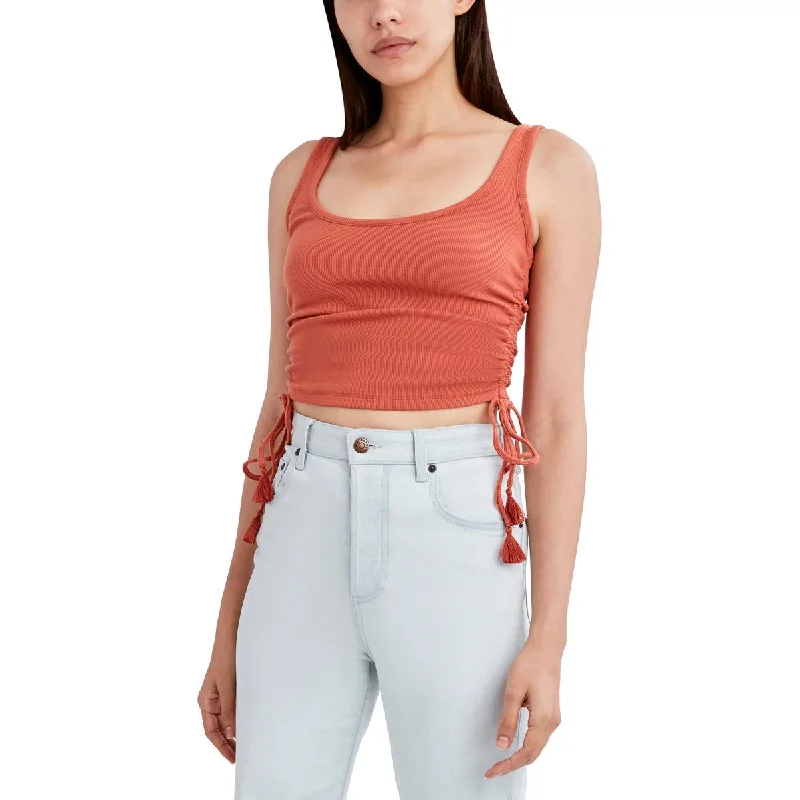 BCBGeneration Women's Ribbed Knit Cropped Tank Top with Drawstring Sides modal blend tank