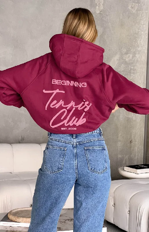 Beginning Red Tennis Club Bubble Hoodie Hoodie with Stripes Bold Sporty