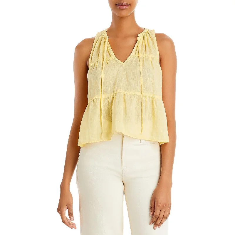Bella Dahl Womens Linen Tie Neck Tank Top rhinestone tank top