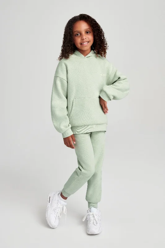 Bernie Kids Unisex Hoodie - Light Sage Hoodie with Hem Drawcord Adjustable Customizable