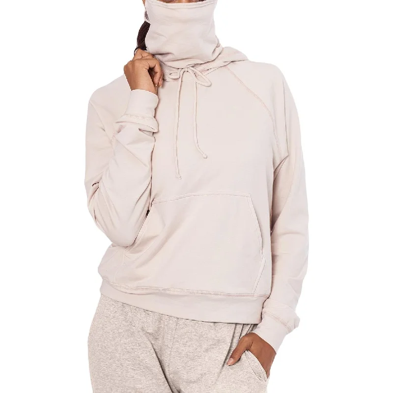 Betsy & Adam Womens Solid Built In Mask Hoodie Hoodie with Half-Zip Sporty Casual