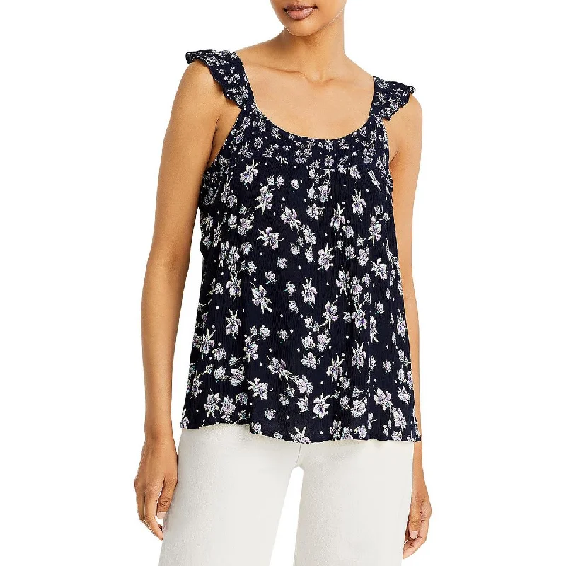 Bila Womens Floral Print Textured Tank Top tie dye tank