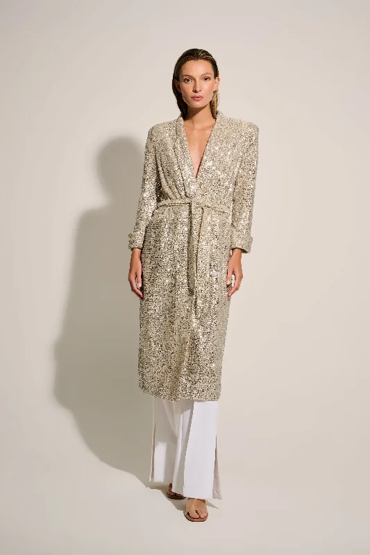 CHARLENE BLAZER DRESS- SEQUINED CHAMPAGNE Women's Plaid Suit