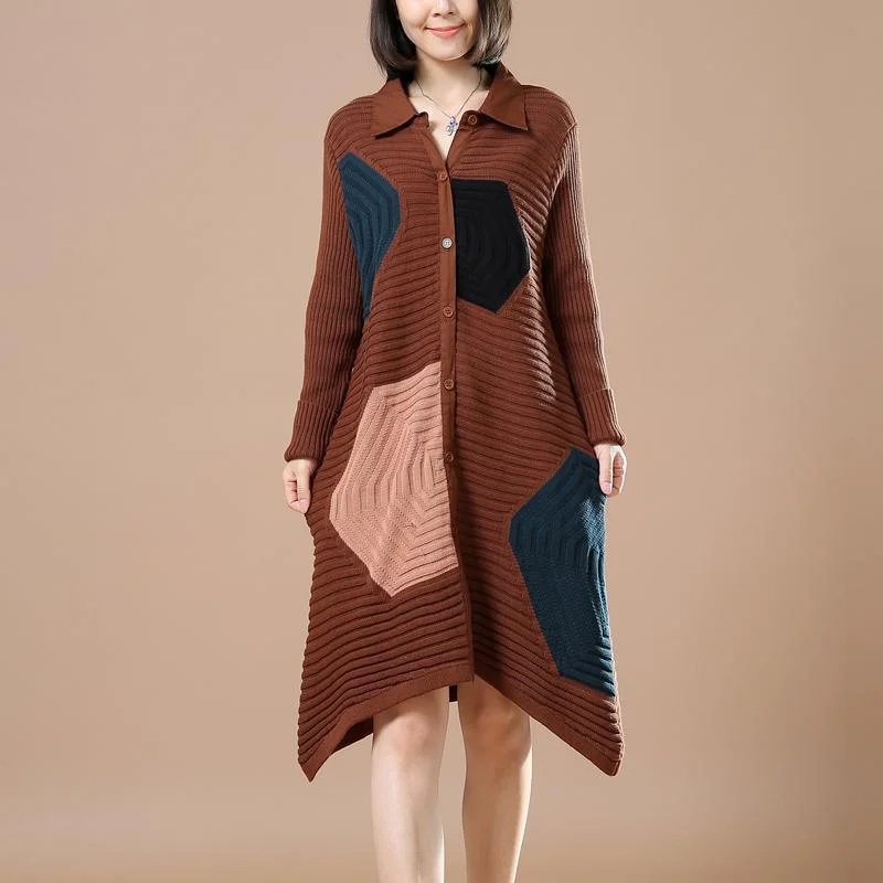 Chocolate sweaters oversized women winter dress coats Puff Shoulder Coat