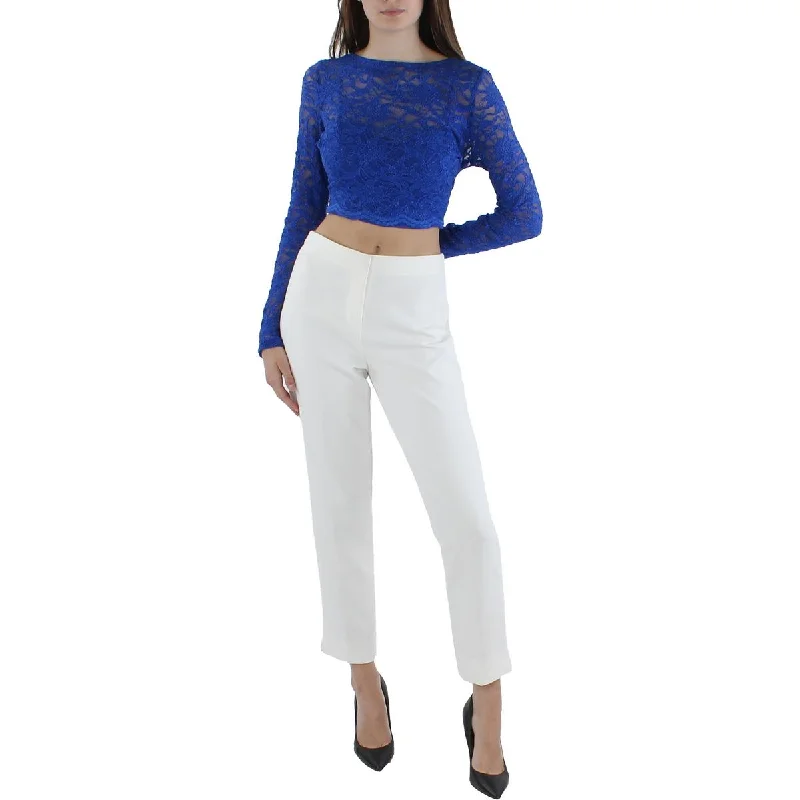 City Studios Womens Juniors Lace Glitter Pullover Top Oversized Cozy Pullover