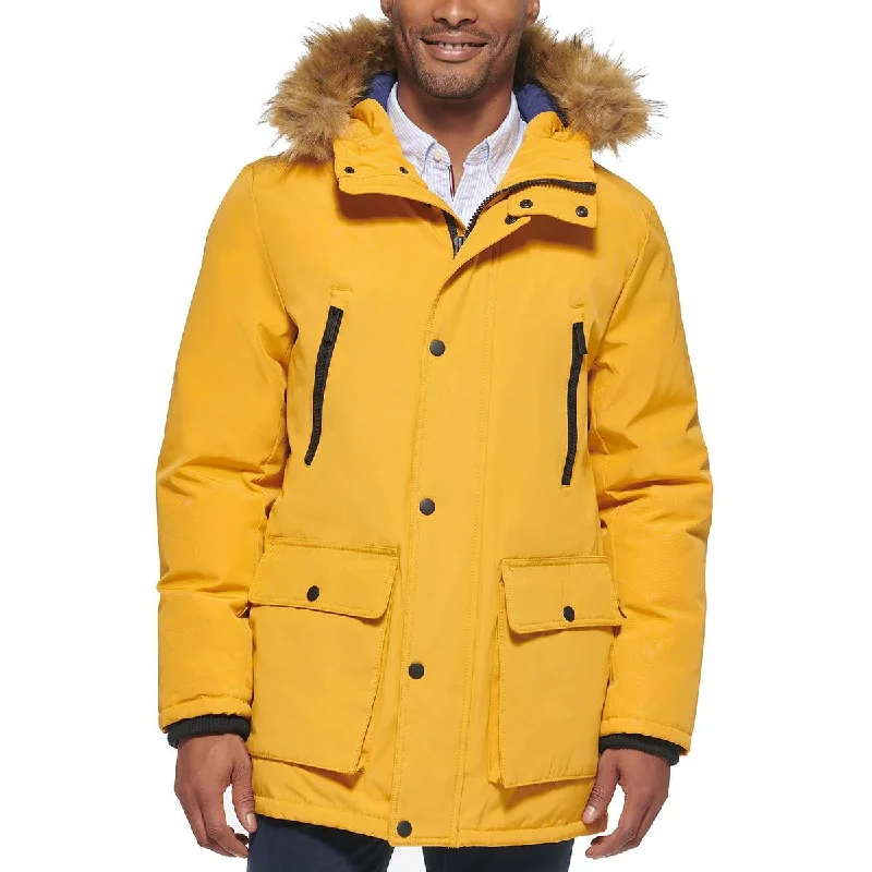 Club Room Mens Hooded Midi Parka Coat Velvet Evening Cape