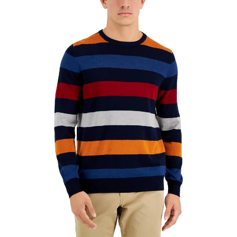 Club Room Mens Merino Wool Blend Striped Pullover Sweater Fine Merino Wool