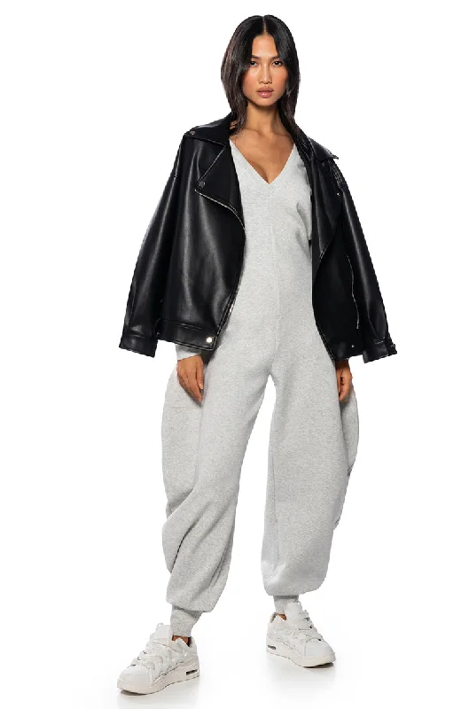 COMFY COZY SWEATSHIRT JUMPSUIT Hoodie with Hem Ribbing Snug Secure