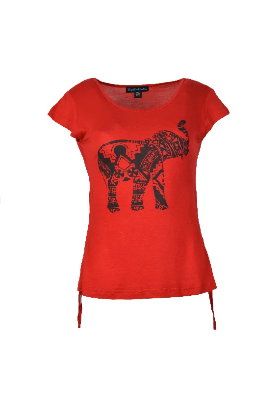 Ladies Short Sleeve Tops with Elephant Print T-Shirt Fleece Fabric Down Fabric Feather Fabric Ladies Short Sleeve Tops with Elephant Print T-Shirt Fleece Fabric Down Fabric Feather Fabric
