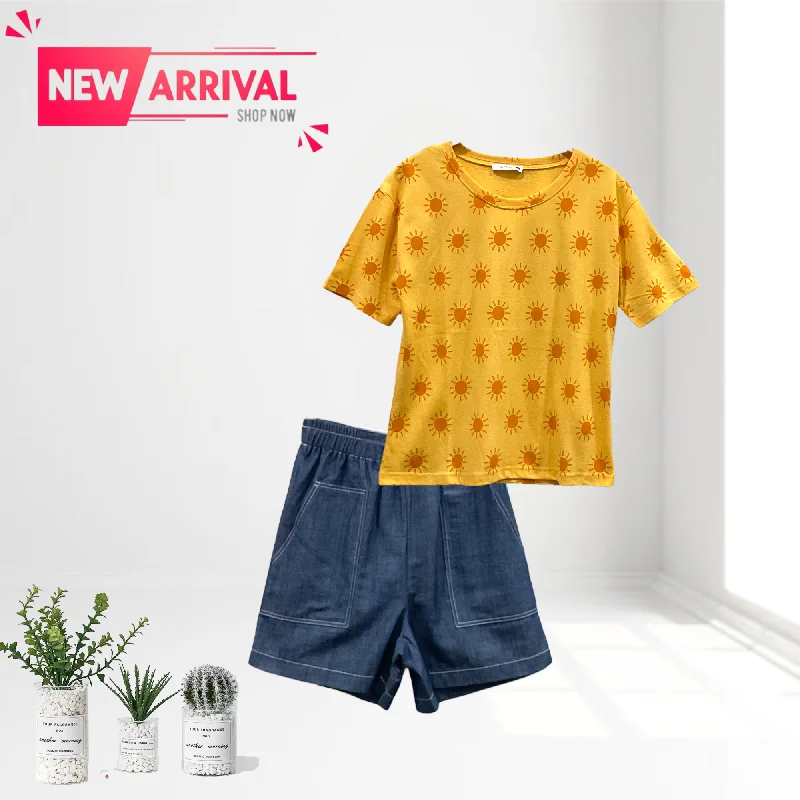 Patch Women Cotton Short Sleeve Round Neck Printed T-Shirt Handmade Hand-knitted Hand-woven