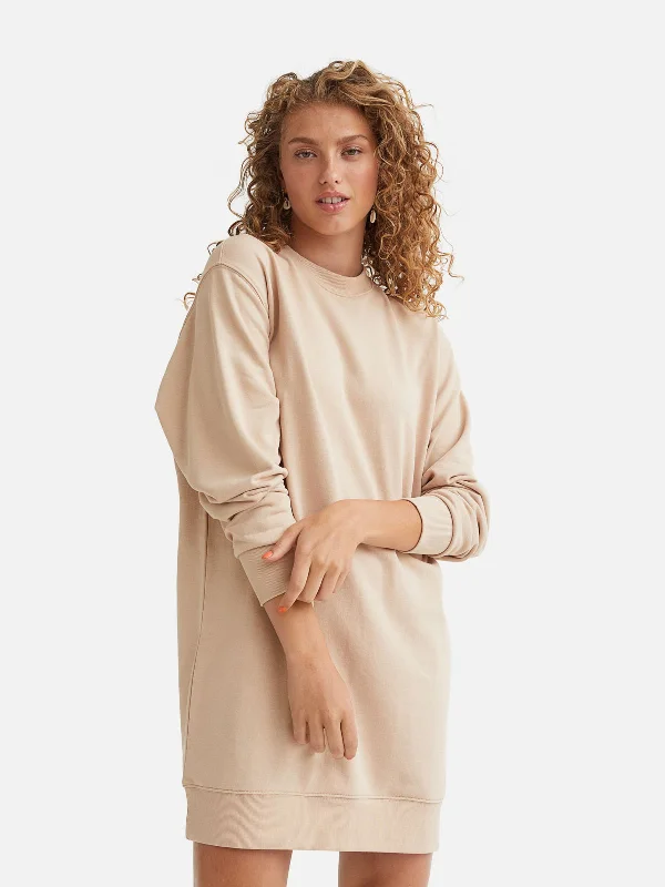 Cotton Sweatshirt Dress Hoodie with Patch Decorative Personalized