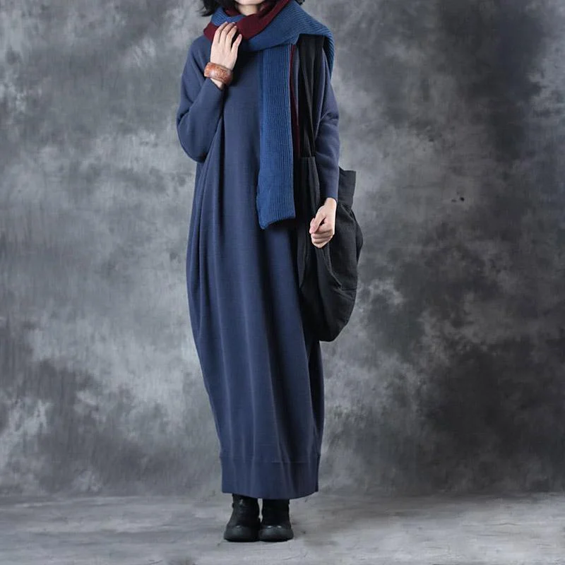 cozy blue knit dress casual o neck pullover sweater women baggy waist pullover sweater dresses Asymmetrical Hem Sweater cozy blue knit dress casual o neck pullover sweater women baggy waist pullover sweater dresses Asymmetrical Hem Sweater