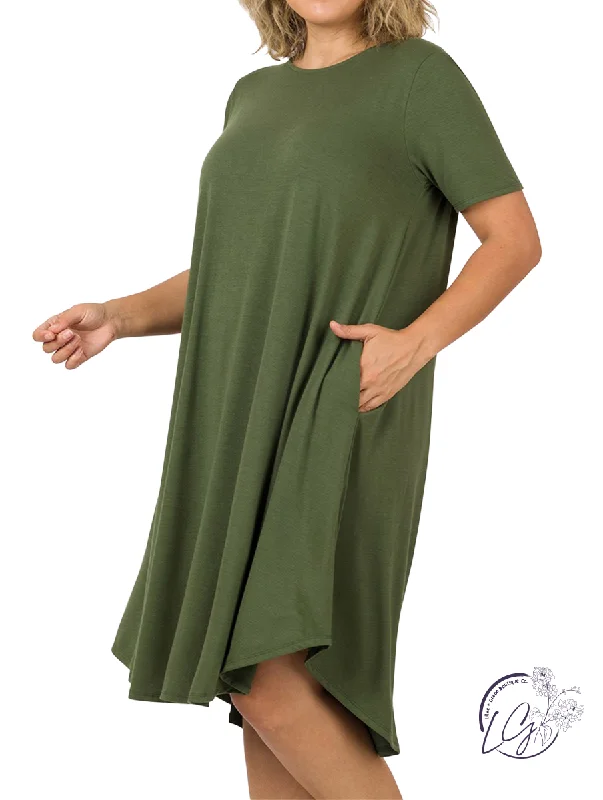 Curvy Breezy Summer T-shirt Dress Ribbed T-Shirt High Neck Heavyweight