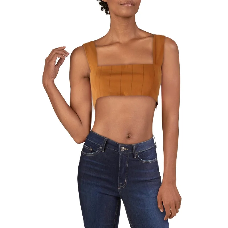 Danielle Bernstein Womens Cropped Pinstriped Tank Top graphic tank top