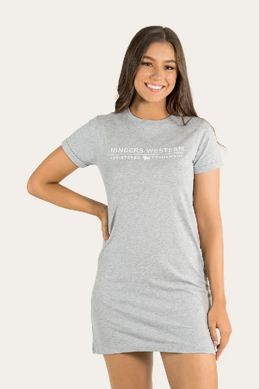 Delta Womens T-Shirt Dress - Grey Marle Spandex Blend Rayon Blend Denim Blend