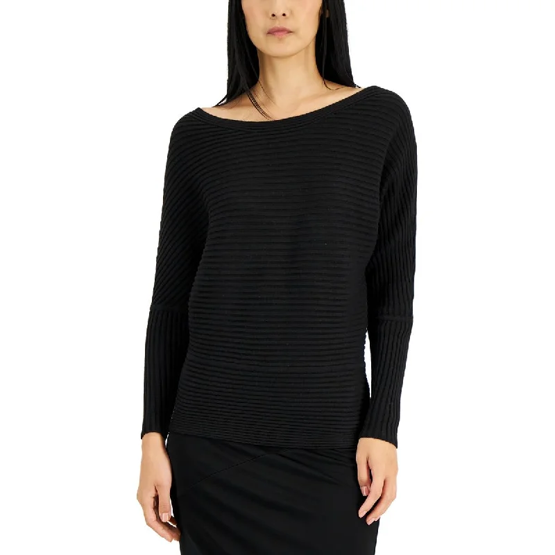 Donna Karan Womens Ribbed Knit Pullover Sweater Flare Sleeve Stylish
