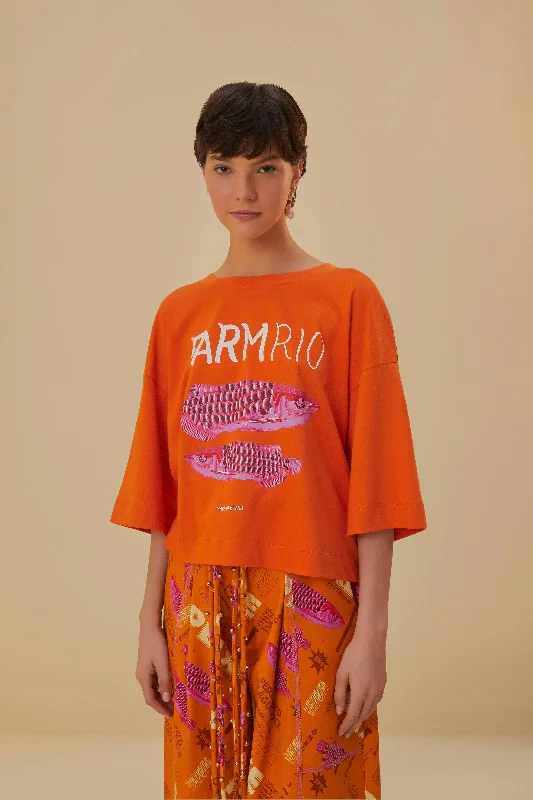 Orange Farm Rio Organic Cotton T-Shirt Solid Print Embellished