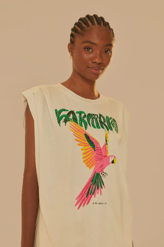 Off-White Farm Rio Pleat Organic Cotton T-Shirt Embroidered Appliqued Beaded