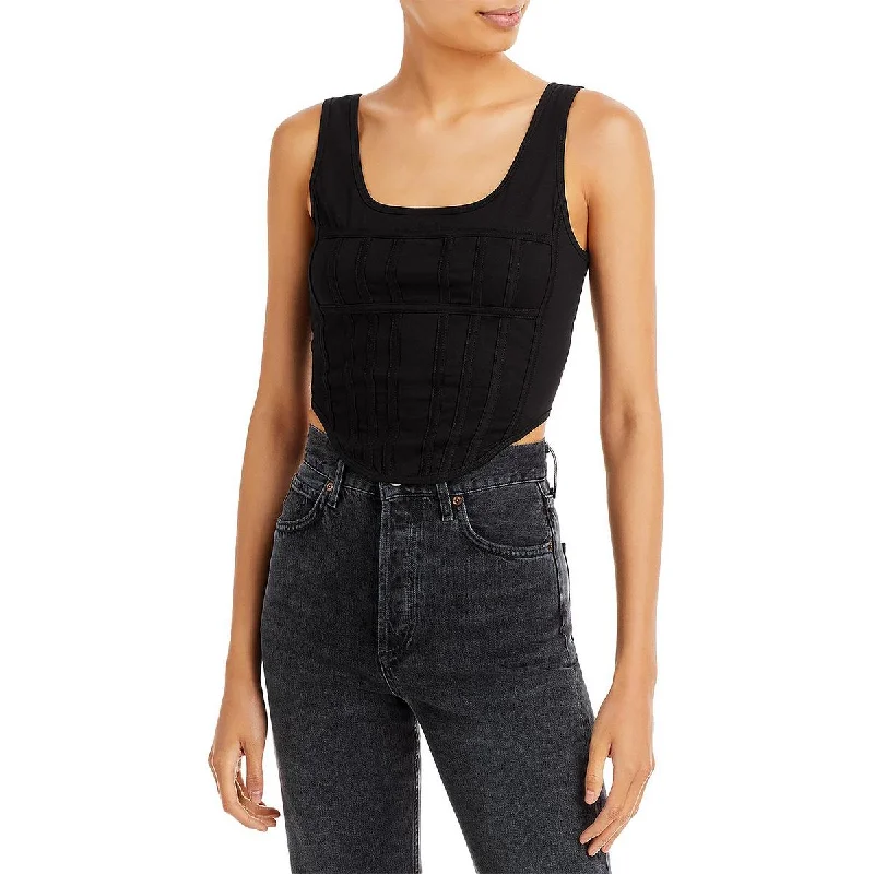 Fore Womens Corset Sleeveless Tank Top sequin tank top