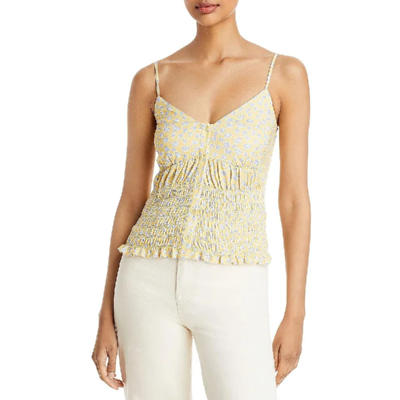 French Connection Womens Printed Smocked Tank Top lavender tank top