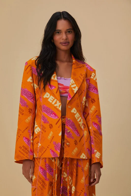 Orange Fresh Fish Fit Blazer Women's Trendy Blazer