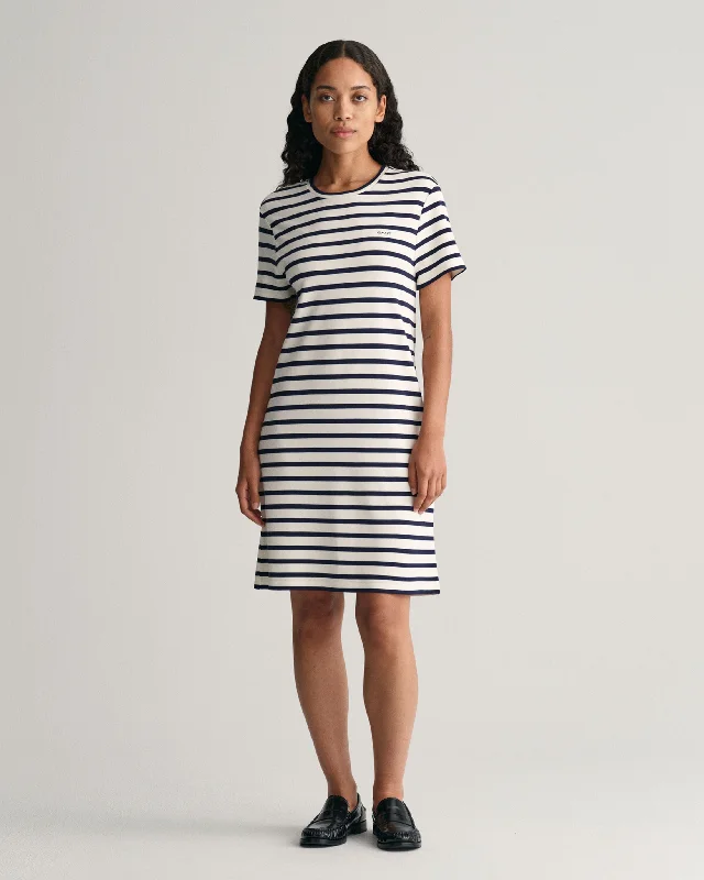 Gant Womens Striped T-shirt Dress - Naqvy Mesh Canvas Denim