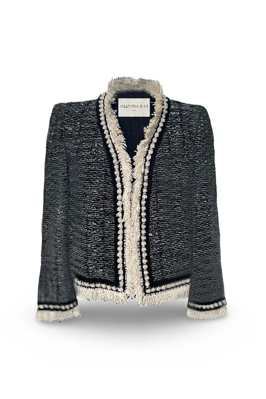 GINEVRA BLAZER- BLACK & WHITE TWEED Women's Stripe Blazer