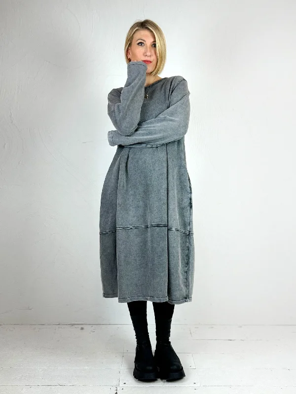 Baci Sweatshirt Midi Dress - 2 Colours Hoodie with Hem Applique Textured Unique