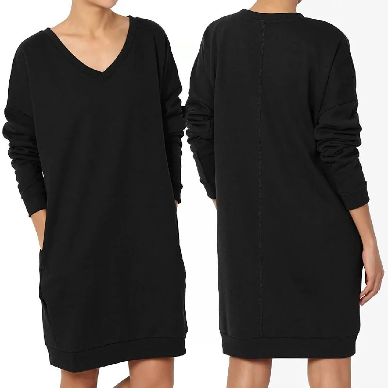 Haute Edition Women's Oversized Pullover Sweatshirt Dress Hoodie with Hem Frayed Vintage Worn