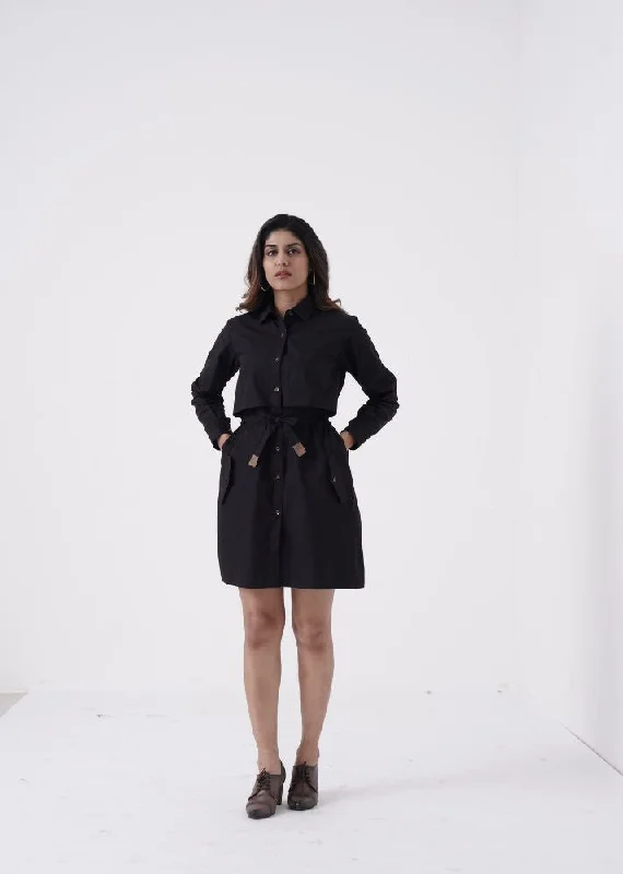 Hotshot- Jacket Dress- Black Satin Jacket Silk Jacket Chiffon Jacket