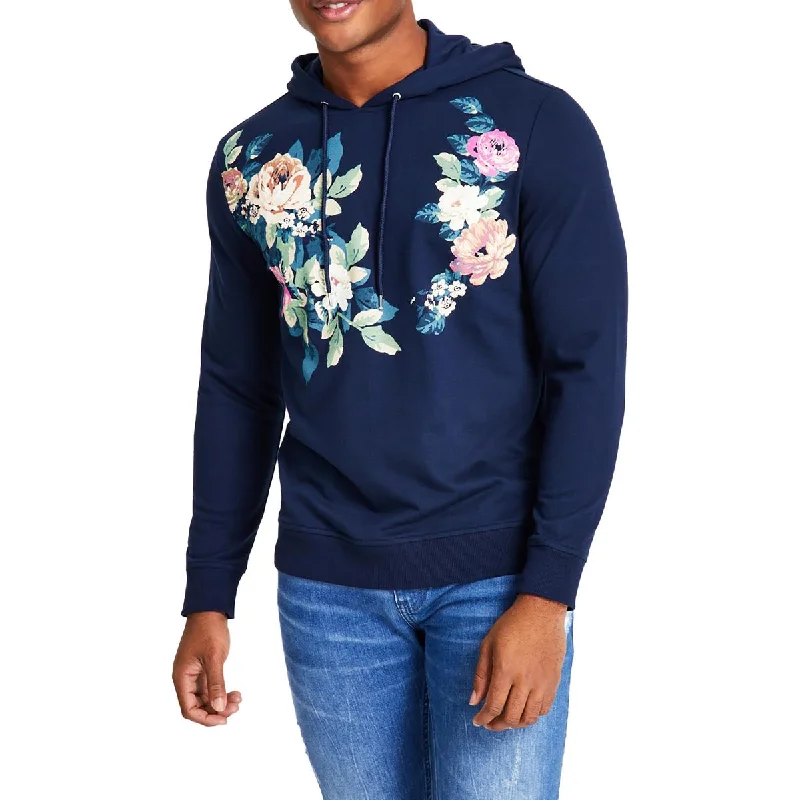 INC Mens Andres Regular Fit Floral Hoodie Hoodie with Batwing Sleeves Loose Dramatic