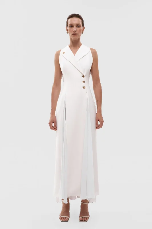 Jacket dress midi A-Line Jacket Boat Neck Shawl Collar