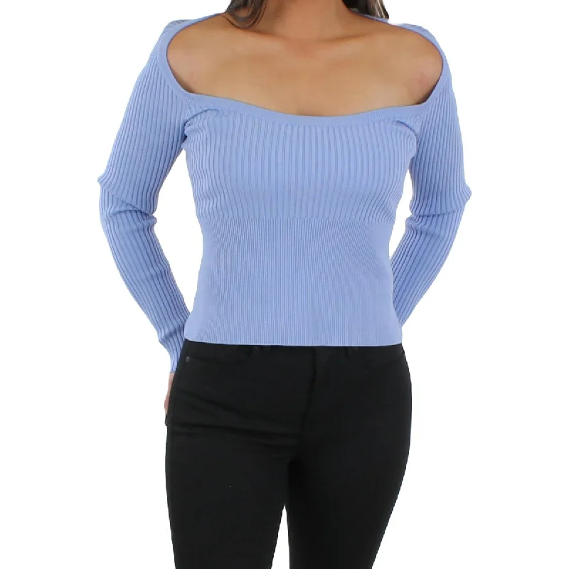 Jonathan Simkhai Womens Jayline Stretch Scoop Neck Pullover Sweater Boxy Neck Sweater