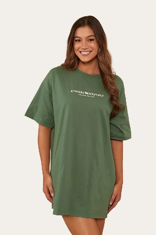 Journey Womens T-Shirt Dress - Cactus Green Fashionable Trendy Casual