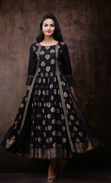 Women's Black Rayon Printed Jacket Style Kurta Dress1 - Juniper Wool Jacket Cashmere Jacket Tweed Jacket Women's Black Rayon Printed Jacket Style Kurta Dress1 - Juniper Wool Jacket Cashmere Jacket Tweed Jacket
