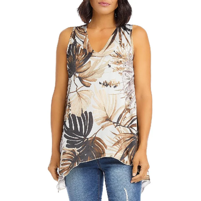 Karen Kane Womens Printed V-Neck Tank Top gold tank top