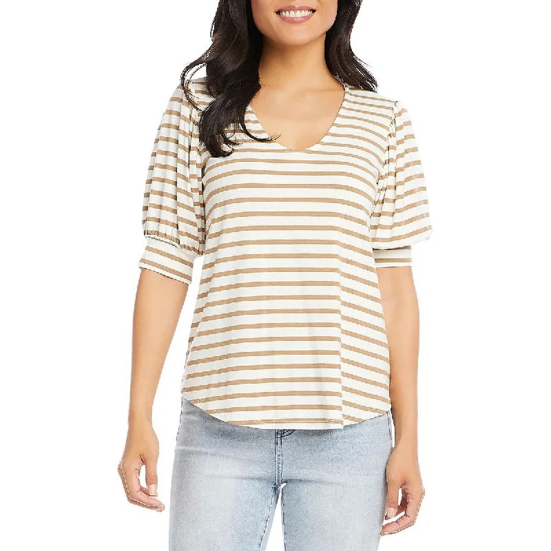 Karen Kane Womens Scoop Neck Shirred Pullover Top Polo Neck Sweater